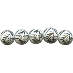12mm Hand Painted Porcelain Petroglyph ROUND Beads