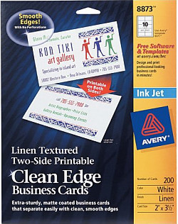 Avery® (8873) 2" x 3.5" Inkjet BUSINESS CARD Paper - White, Linen Textured
