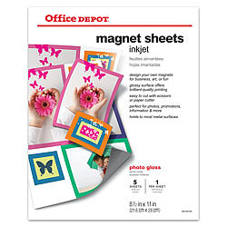 Office Depot® (652-061) 8.5" x 11" Inkjet Photo Quality MAGNET Paper - Glossy White