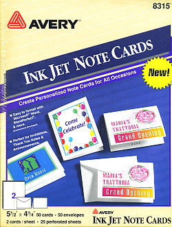 Avery® (8315) 5.5" x 4.25" Inkjet Folding NOTE CARD Paper & Envelopes - White