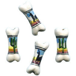 7x17mm Hand Painted Peruvian Ceramic BONE Beads