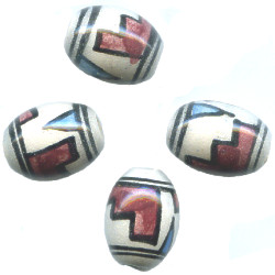 9x13mm Hand Painted Peruvian Ceramic OVAL BARREL Beads