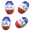 9x13mm Hand Painted Peruvian Ceramic Patriotic OVAL BARREL Beads