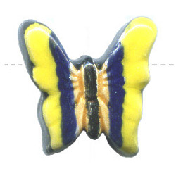 17x17mm Hand Painted Peruvian Ceramic BUTTERFLY Bead