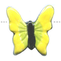 17x17mm Hand Painted Peruvian Ceramic BUTTERFLY Bead