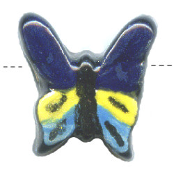 17x17mm Hand Painted Peruvian Ceramic BUTTERFLY Bead