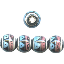 12mm Hand Painted Peruvian Ceramic ROUND Beads