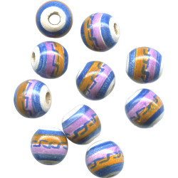 9mm Hand Painted Peruvian Ceramic ROUND Beads