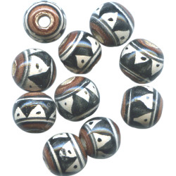 9mm Hand Painted Peruvian Ceramic ROUND Beads