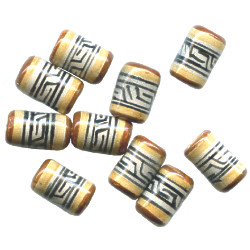 6x9mm Hand Painted Peruvian Ceramic CYLINDER Beads