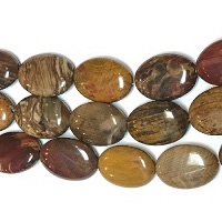 13x18mm PETRIFIED WOOD JASPER OVAL Beads