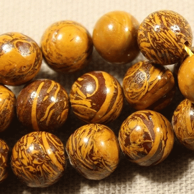 9mm-10mm PETRIFIED WOOD JASPER ROUND Beads