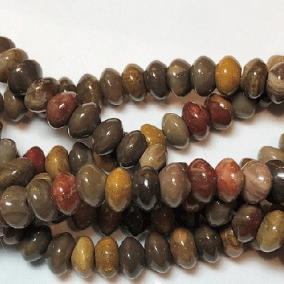 4x6mm Grade AA PETRIFIED WOOD RONDELLE Beads