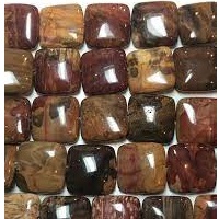 8mm PETRIFIED WOOD JASPER Puffy SQUARE Beads