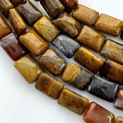 8x10mm PETRIFIED WOOD JASPER Puffy RECTANGLE Beads