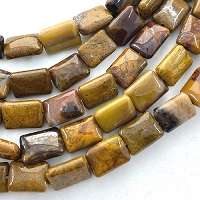 8x10mm PETRIFIED WOOD JASPER Puffy RECTANGLE Beads