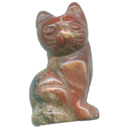 12x22mm Poppy Jasper 3-D CAT Animal Fetish Bead