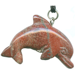 15x33mm Poppy Jasper DOLPHIN Animal Fetish Pendant/Focal Bead