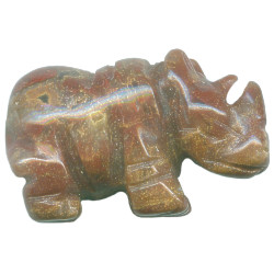 12x20mm Poppy Jasper RHINOCEROS Animal Fetish Bead