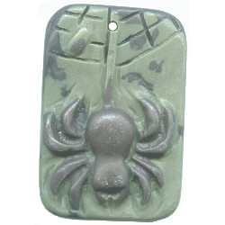 10x32x43mm Ribbon Jasper Carved SPIDER PENDANT / Focal Bead Component