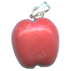 14mm Red Coral Carved APPLE Charm/Pendant Bead (with Bail)