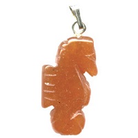 12x25mm Red Aventurine SEAHORSE Animal Fetish Charm/Pendant Bead - With Bail