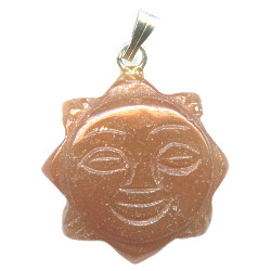 18mm Red Aventurine SUN FACE Pendant/Charm Bead - with Loop & Bail