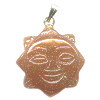 18mm Red Aventurine SUN FACE Pendant/Charm Bead - with Loop & Bail