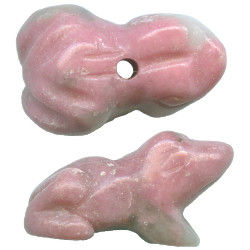 12x18mm Rhodochrosite FROG Animal Fetish Bead