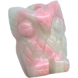 12x18mm Rhodochrosite 3-D OWL Animal Fetish Bead