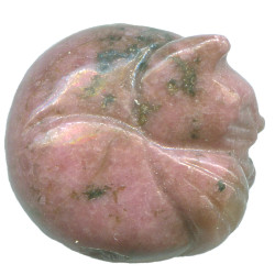 10x28mm Rhodonite SLEEPING CAT Animal Fetish Bead