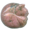 10x28mm Rhodonite SLEEPING CAT Animal Fetish Bead