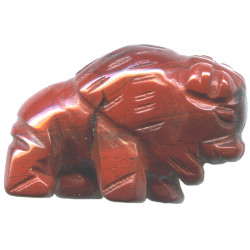 15x22mm Red Jasper 3-D BUFFALO Animal Fetish Bead