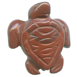 20x22mm Red Jasper SEA TURTLE Animal Fetish Bead