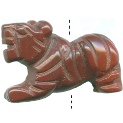 16x22mm Red Jasper 3-D TIGER Animal Fetish Bead