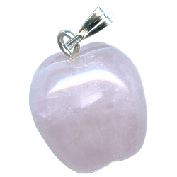 14mm Rose Quartz Carved APPLE Charm / Pendant - with Bail