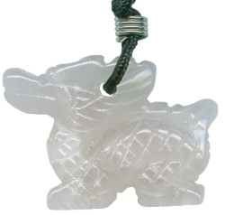 24x33 Rose Quartz DRAGON Animal Fetish Pendant/Focal Bead