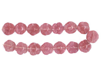 14mm Dark Rose Quartz Carved FLOWER Beads