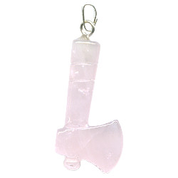 12x26mm Rose Quartz TOMAHAWK Charm/Pendant - with Loop & Bail