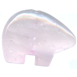 20x30mm Rose Quartz Zuni BEAR Animal Fetish Bead