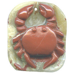 11x32x38mm Red River Jasper Carved CRAB Focal / Pendant Bead