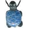 20x30mm Snowflake Obsidian & Denim Lapis TURTLE Pendant/Focal Bead