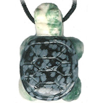 20x30mm Snowflake Obsidian & Tree Agate TURTLE Animal Fetish Pendant