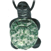 20x30mm Snowflake Obsidian & Tree Agate TURTLE Animal Fetish Pendant