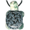 20x30mm Snowflake Obsidian & Tree Agate TURTLE Animal Fetish Pendant