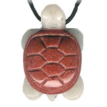 20x30mm White Jade (Quartz) & Goldstone TURTLE Pendant/Focal Bead