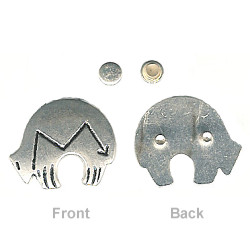 25x28mm *Vintage* Nickel Silver Heartline Bear (Rivet-Back) CONCHO, RIVET, SPOT Component