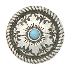 25mm Antiqued Silver Plate & Synthetic Turquoise, Mesa Round (Screwback) CONCHO, RIVET, SPOT Component