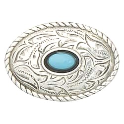 25x36mm Antiqued Silver Plate & Synthetic Turquoise, Prairie Dust Oval (Screwback) CONCHO, RIVET, SPOT Component