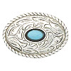 25x36mm Antiqued Silver Plate & Synthetic Turquoise, Prairie Dust Oval (Screwback) CONCHO, RIVET, SPOT Component